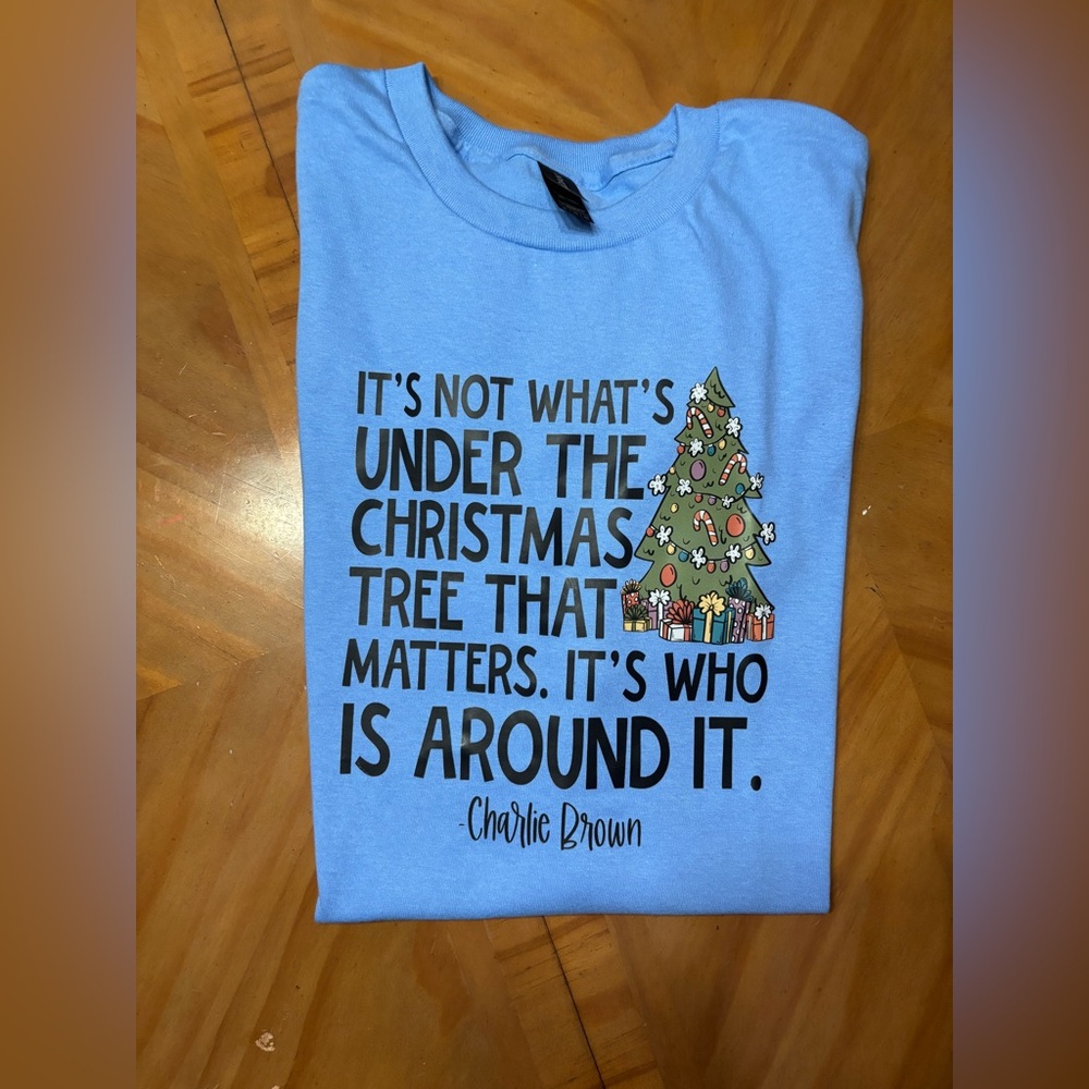 AFTER HOLIDAY NEW Charlie Brown Blue Christmas Graphic T-Shirt